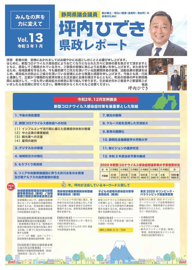 坪内ひでき県政レポート vol.13令和3年1月発行